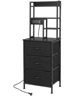 Levede Bedside Table with Charging Station 3 Drawer RGB Light Night Stand Black