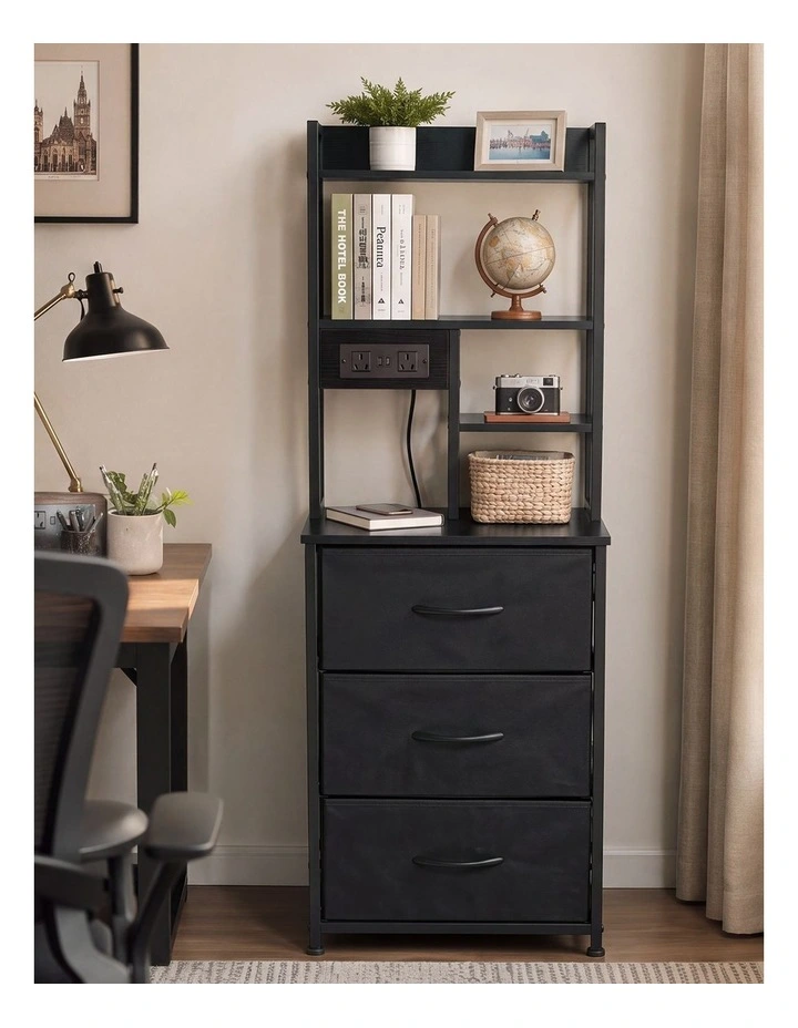 Levede Bedside Table with Charging Station 3 Drawer RGB Light Night Stand Black image 7
