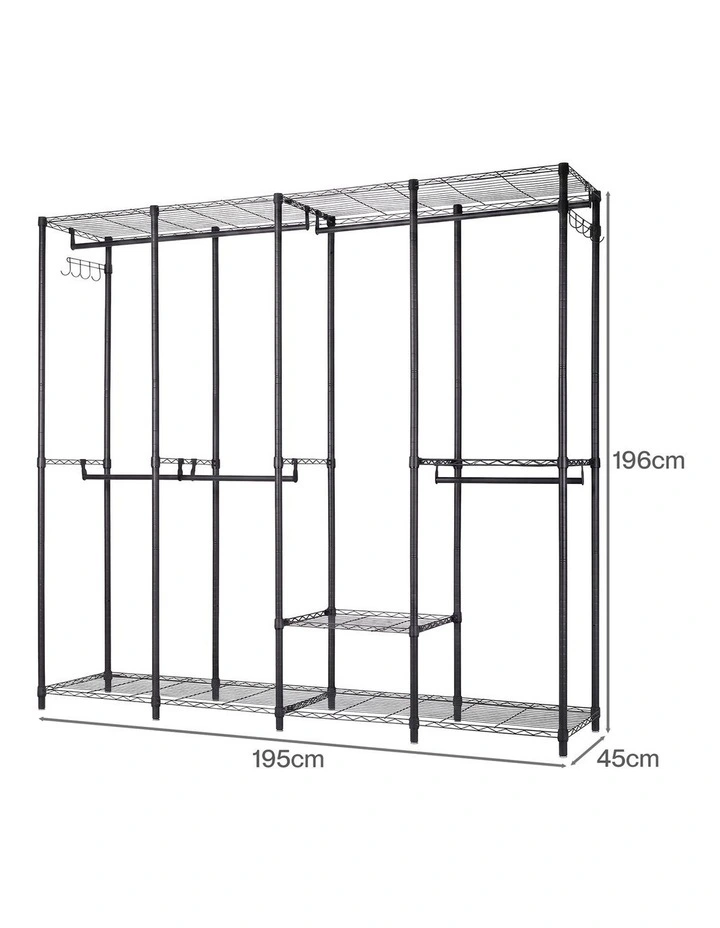 Levede Heavy Duty Clothes Rack Organizer 500kg Carbon Steel Bedroom Black image 2