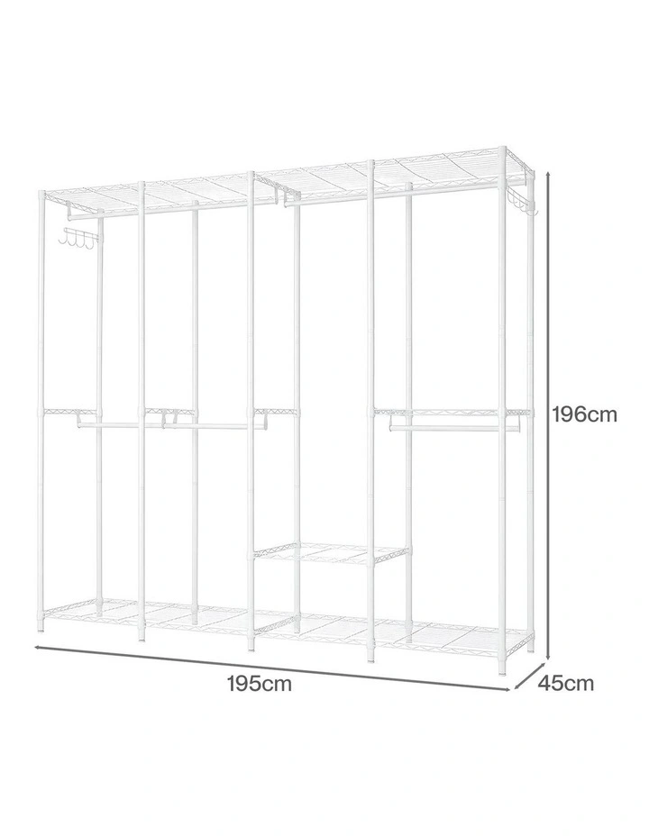 Levede Heavy Duty Clothes Rack Organizer 500kg Carbon Steel Bedroom White image 2