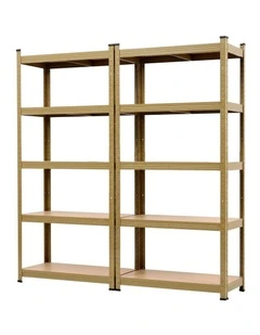 Giantz 2-Rack Garage Shelving 1.6X0.8m MDF Warehouse Shelves Storage Rack Yellow