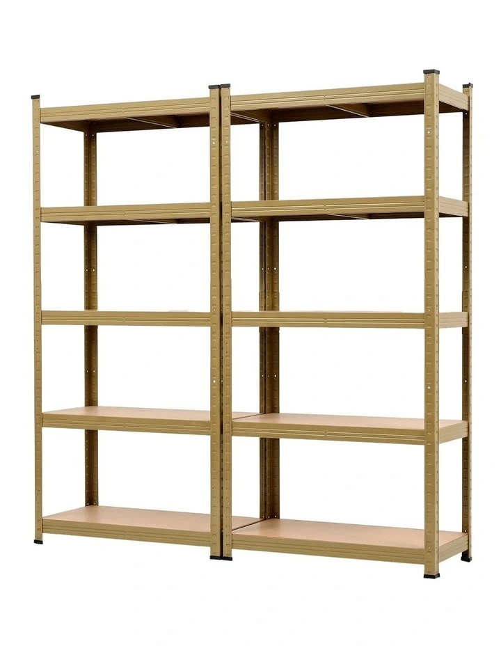 Giantz 2-Rack Garage Shelving 1.6X0.8m MDF Warehouse Shelves Storage Rack Yellow image 1