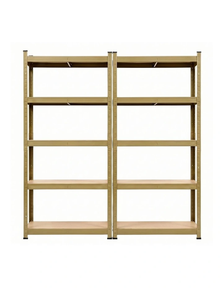 Giantz 2-Rack Garage Shelving 1.6X0.8m MDF Warehouse Shelves Storage Rack Yellow image 3