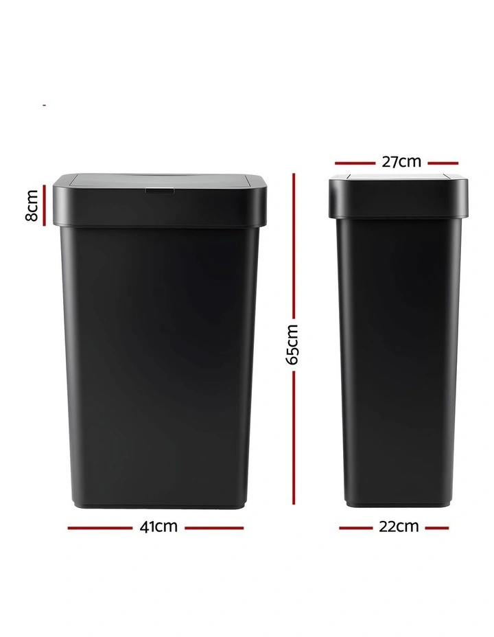 Artiss Rubbish Bin 50L Sensor Kitchen Automatic Motion Plastic Touchless Black image 2