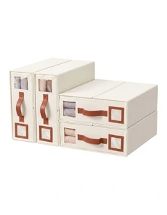 Artiss Bed Sheet Organisers Box 4Pcs Storage King Size Bedding Foldable Beige