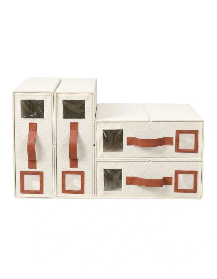 Artiss Bed Sheet Organisers Box 4Pcs Storage King Size Bedding Foldable Beige image 3
