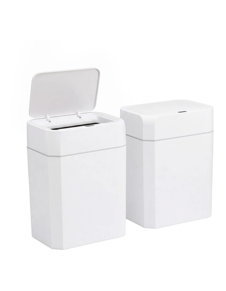 Artiss Rubbish Bin 12L 2-Pack Sensor Kitchen Automatic Motion Touchless White image 1