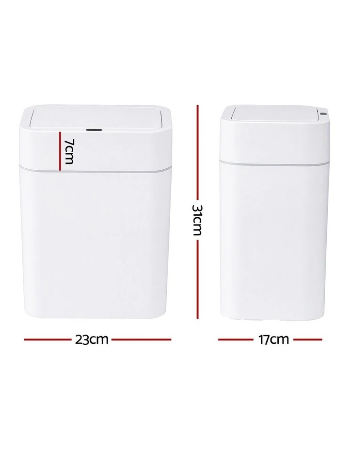 Artiss Rubbish Bin 12L 2-Pack Sensor Kitchen Automatic Motion Touchless White image 2
