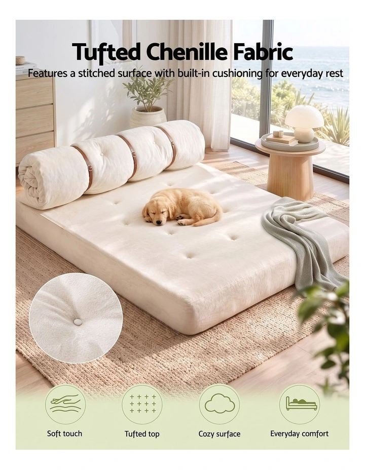 Artiss Convertible Sofa Bed Roll-Up Sleeper Chair Fold Out Couch Floor Lounge image 6