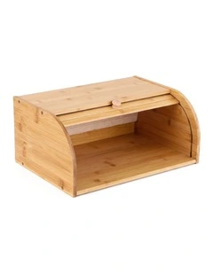 Artiss Bamboo Bread Box Bin Roll Top Kitchen Countertop Storage 45cm Natural