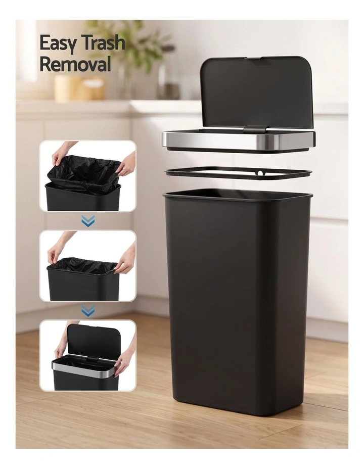 Devanti 50L Motion Sensor Trash Bin Automatic Kitchen Waste Dustbin Black image 5