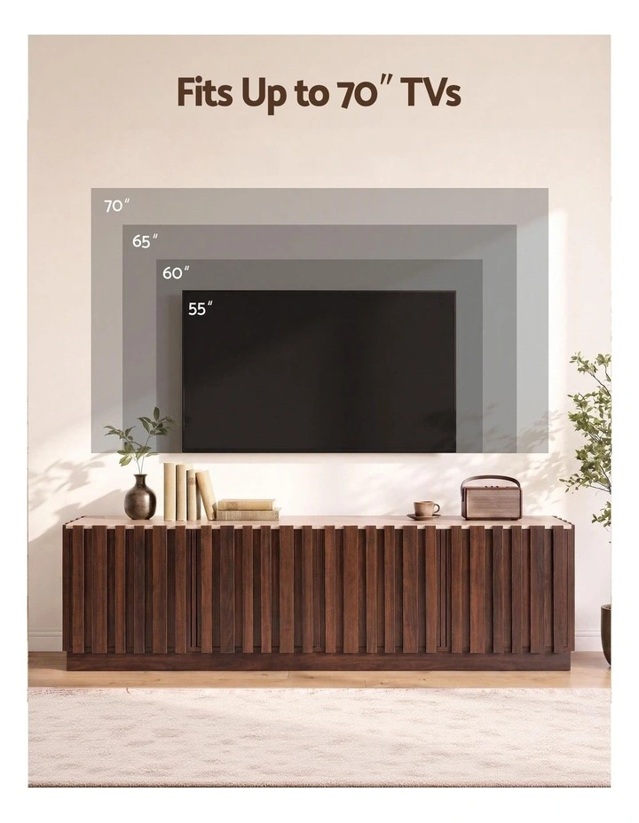 Artiss 180cm TV Unit Entertainment Cabinet Fluted Style Anti-tip Kit Walnut image 4