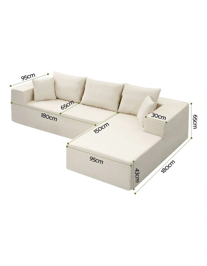 Artiss Modular Sectional Sofa 4-Seater L-Shaped Boneless Sofa Bed Chaise Lounge image 2