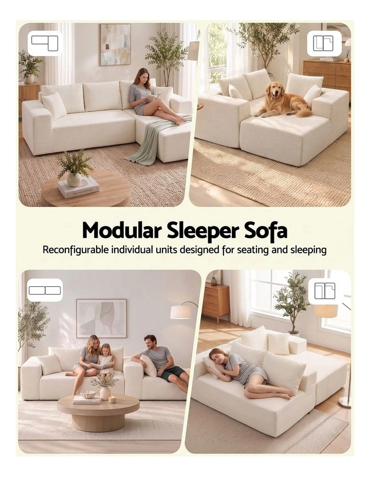 Artiss Modular Sectional Sofa 4-Seater L-Shaped Boneless Sofa Bed Chaise Lounge image 4