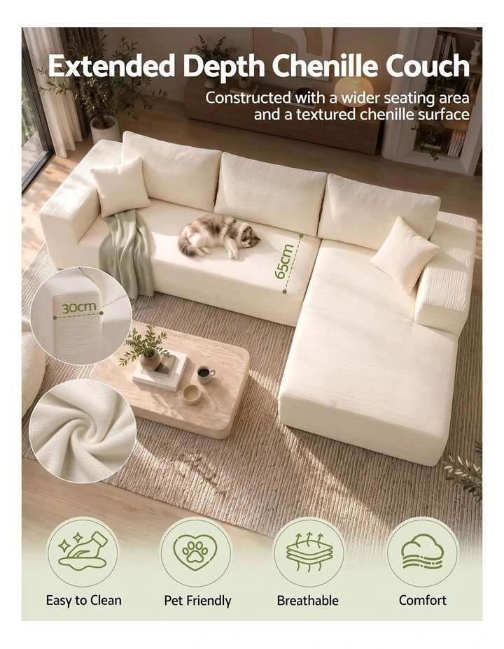 Artiss Modular Sectional Sofa 4-Seater L-Shaped Boneless Sofa Bed Chaise Lounge image 6