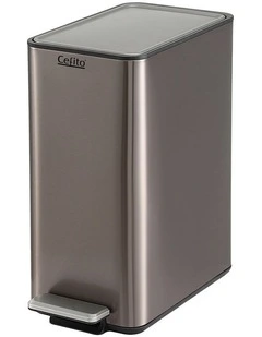 Cefito 15L Pedal Rubbish Bin Slim Carbon Steel Garbage Bin for Home Grey