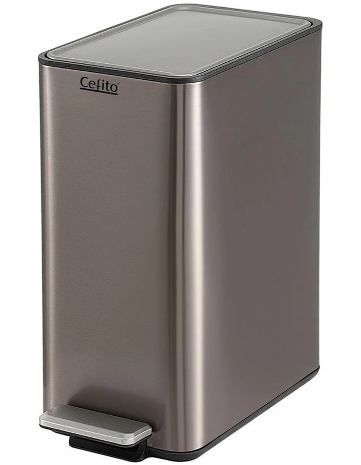 Cefito 15L Pedal Rubbish Bin Slim Carbon Steel Garbage Bin for Home Grey image 1