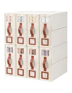 Artiss Bed Sheet Organisers Box 8Pcs Storage King Size Bedding Foldable Beige