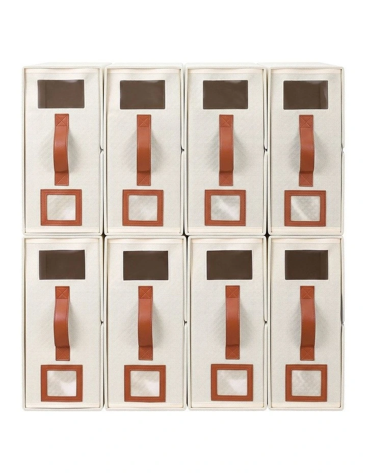Artiss Bed Sheet Organisers Box 8Pcs Storage King Size Bedding Foldable Beige image 3