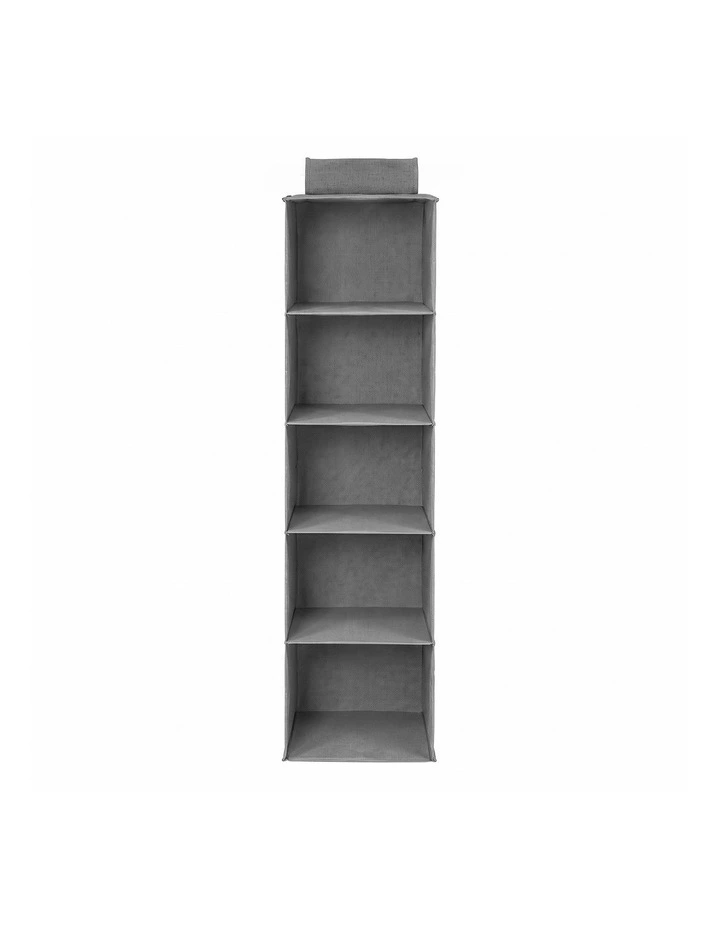 Artiss Hanging Closet Organiser 5 Tier Wardrobe Storage Grey 104cm image 3