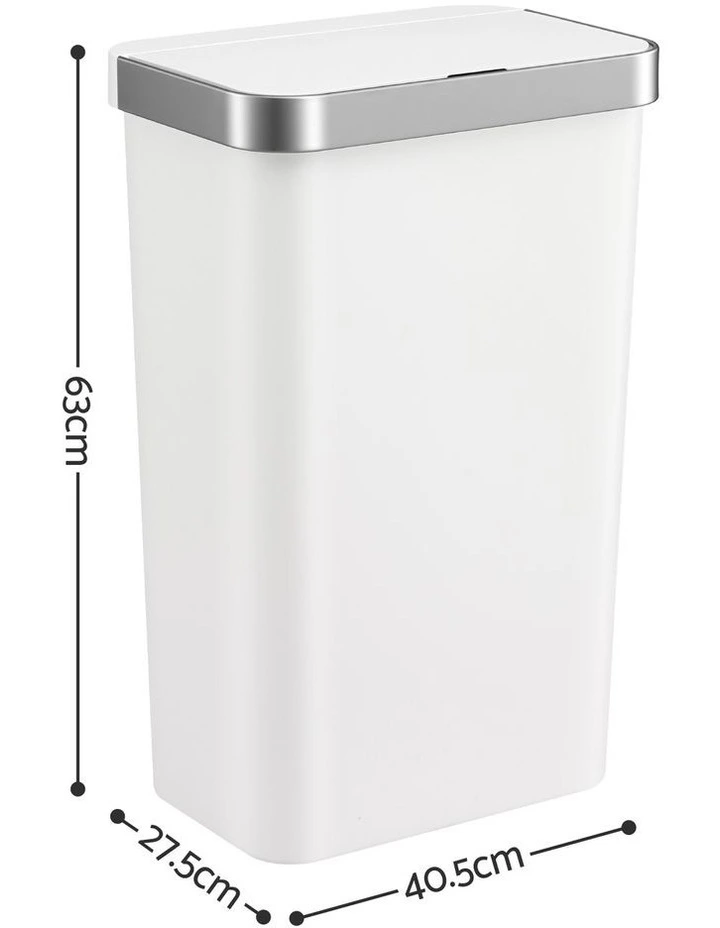 Devanti 50L Motion Sensor Trash Bin Automatic Kitchen Waste Dustbin White image 2