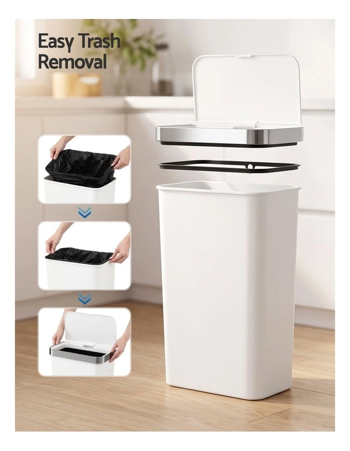 Devanti 50L Motion Sensor Trash Bin Automatic Kitchen Waste Dustbin White image 5
