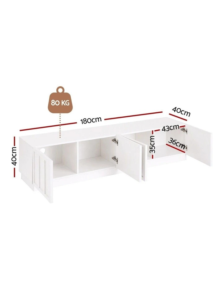 Artiss 180cm TV Unit Entertainment Cabinet Fluted Style Cable Management White image 2