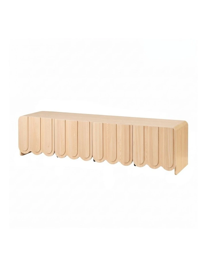 Artiss 180cm TV Unit Scalloped Entertainment Cabinet w/ Adjustable Shelves Wood image 1