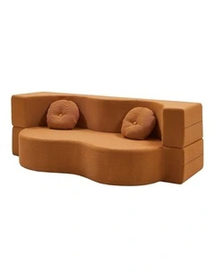 Artiss Folding Sofa Bed Floor Couch 2-in-1 Convertible Futon Loveseat Orange
