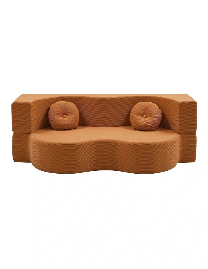 Artiss Folding Sofa Bed Floor Couch 2-in-1 Convertible Futon Loveseat Orange image 3