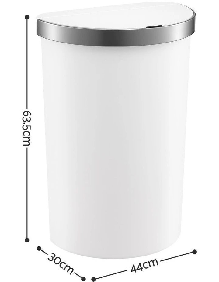 Devanti 50L Motion Sensor Bins Trash Can Kitchen Smart Rubbish Bin D-shape design White image 2
