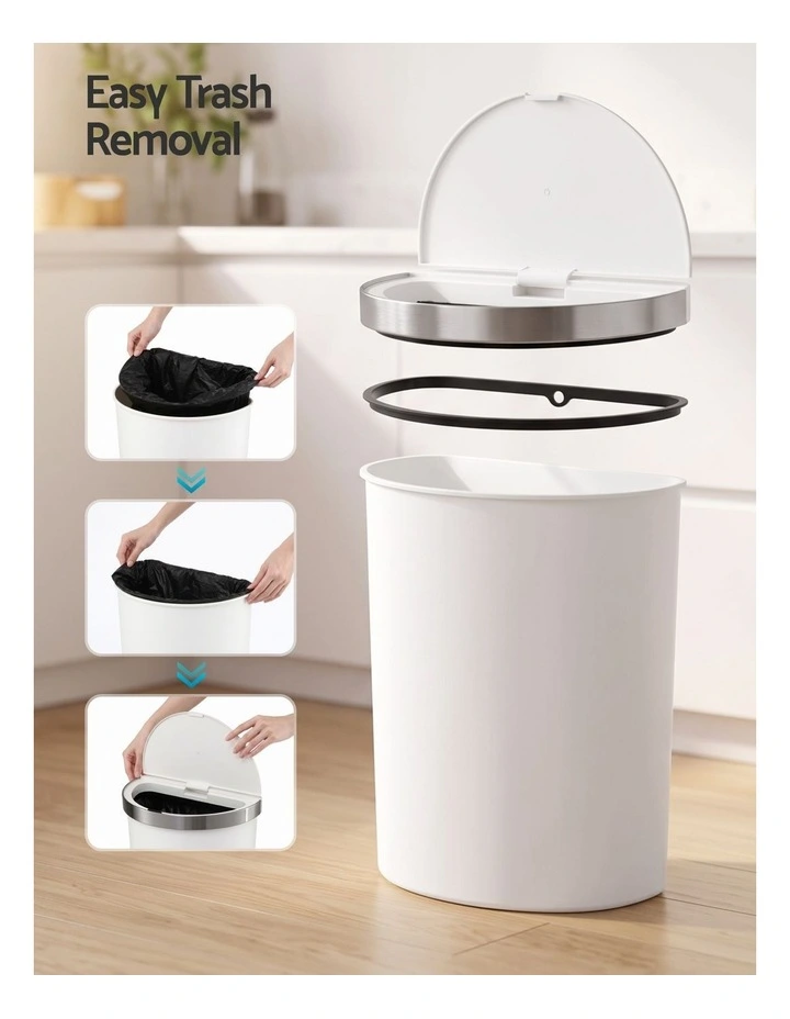 Devanti 50L Motion Sensor Bins Trash Can Kitchen Smart Rubbish Bin D-shape design White image 5