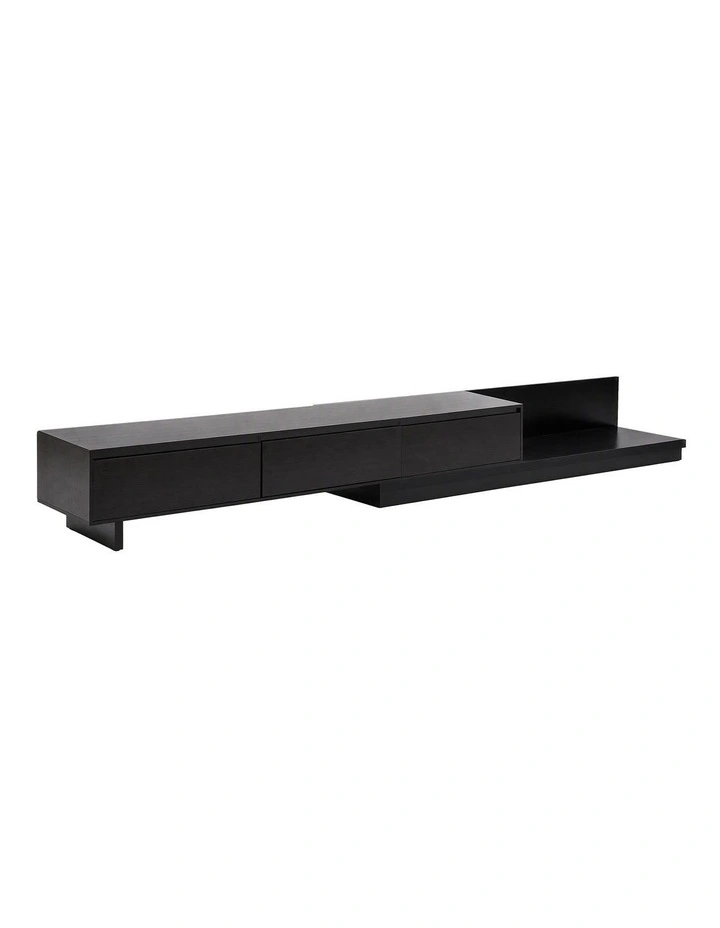 Artiss Extendable TV Unit 200CM 3 Storage Drawers Dark Walnut & Black image 1