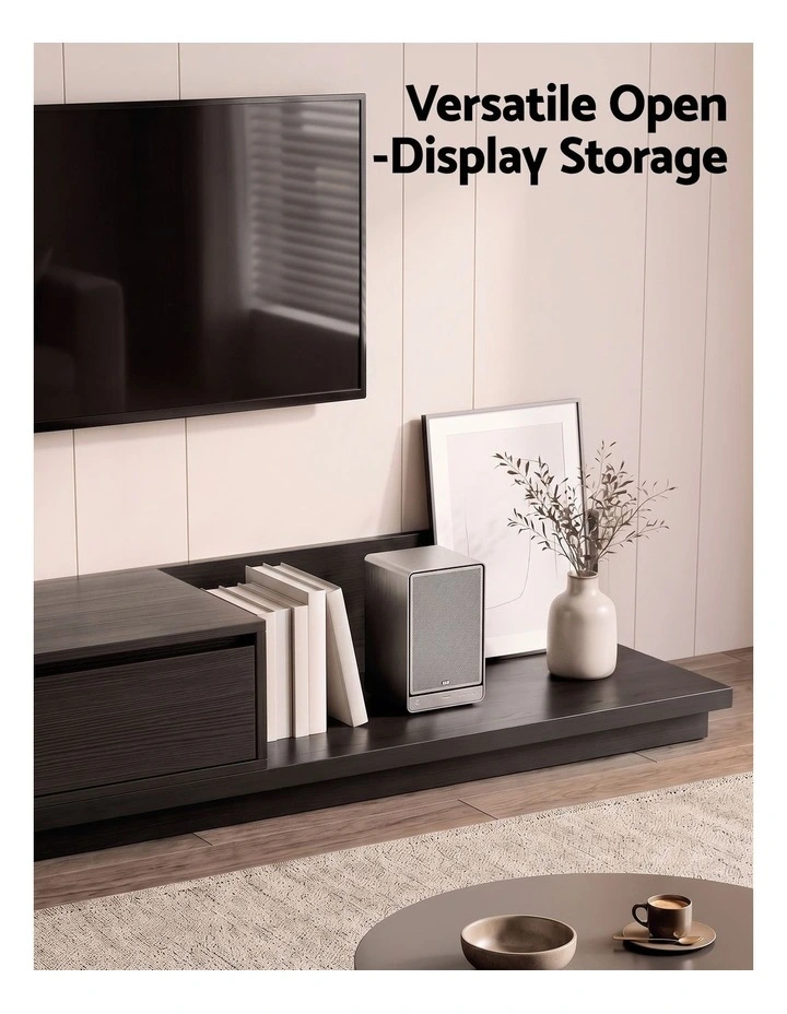 Artiss Extendable TV Unit 200CM 3 Storage Drawers Dark Walnut & Black image 6