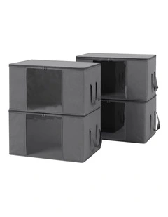 Artiss Blanket Storage Bags Box X4 Clothes Quilt Container 84L Organiser Grey