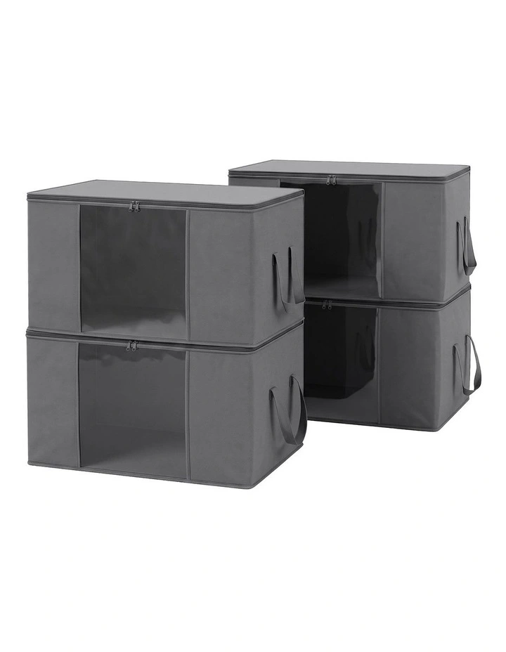Artiss Blanket Storage Bags Box X4 Clothes Quilt Container 84L Organiser Grey image 1