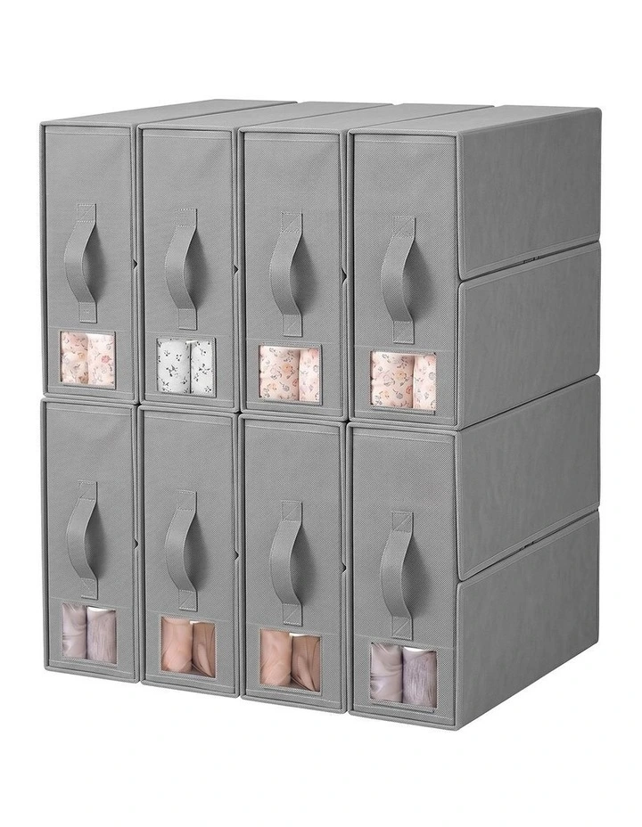 Artiss Bed Sheet Organisers Box Set 8Pcs Storage King Size Bedding Foldable Grey image 1
