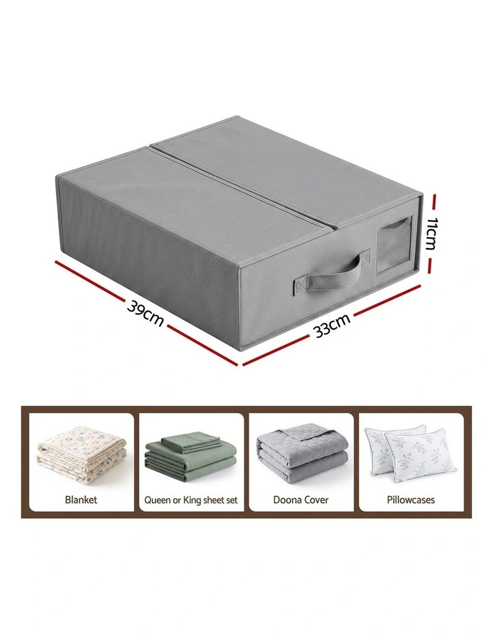 Artiss Bed Sheet Organisers Box Set 8Pcs Storage King Size Bedding Foldable Grey image 2