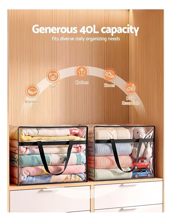 Artiss Blanket Storage Bags 8Pcs 40L PVC Box Clothes Doona Moving Organiser image 4