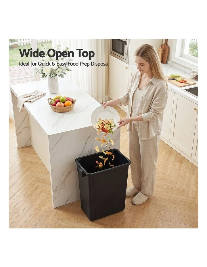 Cefito 35L Rubbish Bin Waste Dustbin Open Top Trash Can Kitchen Office Dark Grey image 4