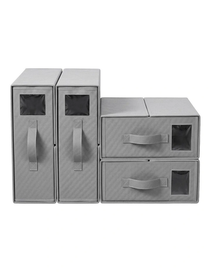 Artiss Bed Sheet Organisers Box Set 4Pcs Storage King Size Bedding Foldable Grey image 3