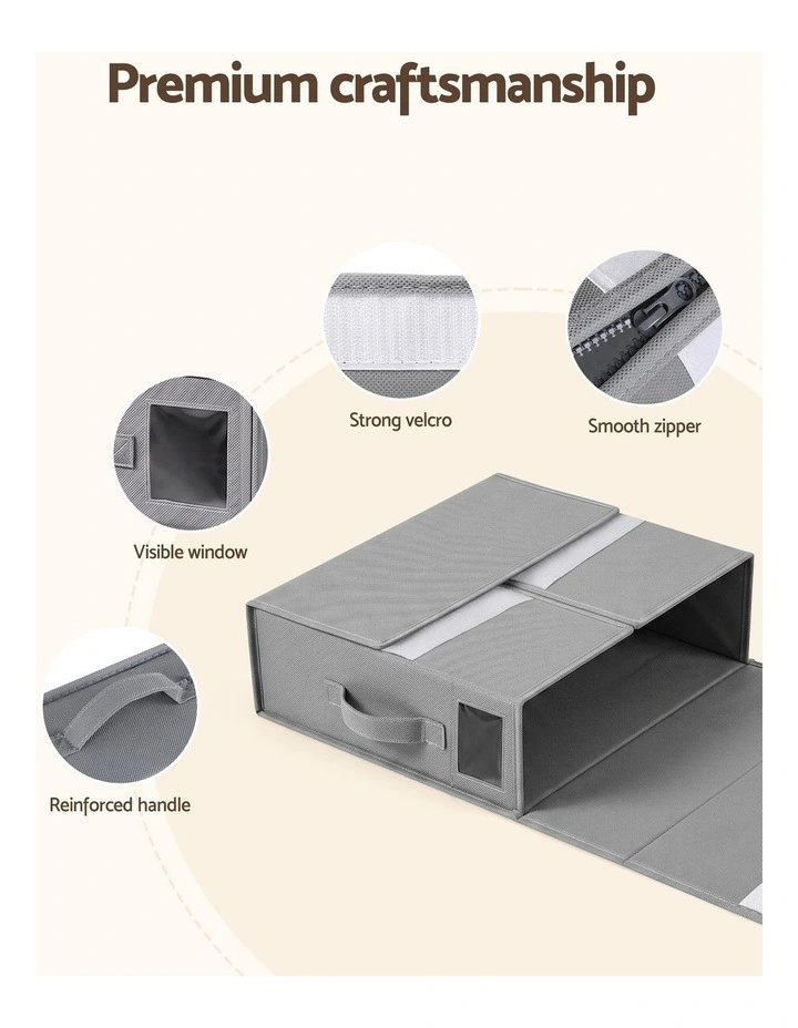 Artiss Bed Sheet Organisers Box Set 4Pcs Storage King Size Bedding Foldable Grey image 4