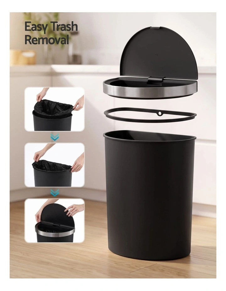 Devanti 50L Sensor Bin D-Shape Trash Can Kitchen Smart Rubbish Bin Black image 5