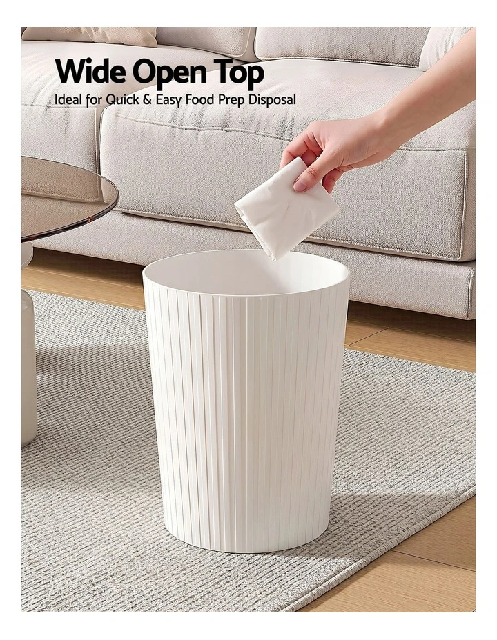 Cefito 8L Open Top Rubbish Bins Waste Bin Trash Can Storage Dustbin White image 1
