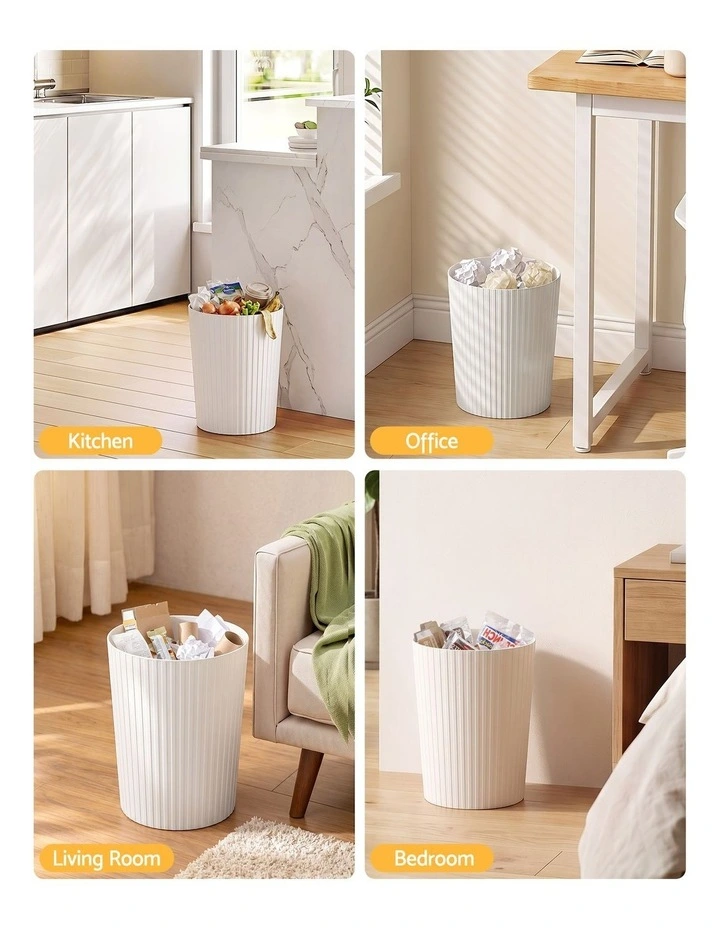 Cefito 8L Open Top Rubbish Bins Waste Bin Trash Can Storage Dustbin White image 3
