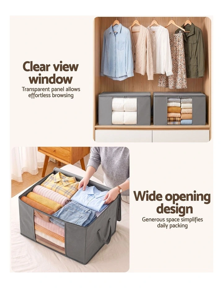 Artiss Blanket Storage Bags Box X8 Clothes Quilt Container 84L Organiser Grey image 5
