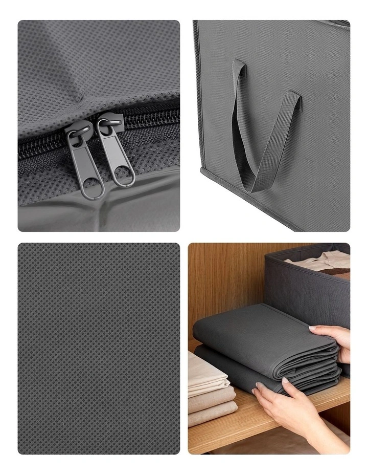 Artiss Blanket Storage Bags Box X8 Clothes Quilt Container 84L Organiser Grey image 6