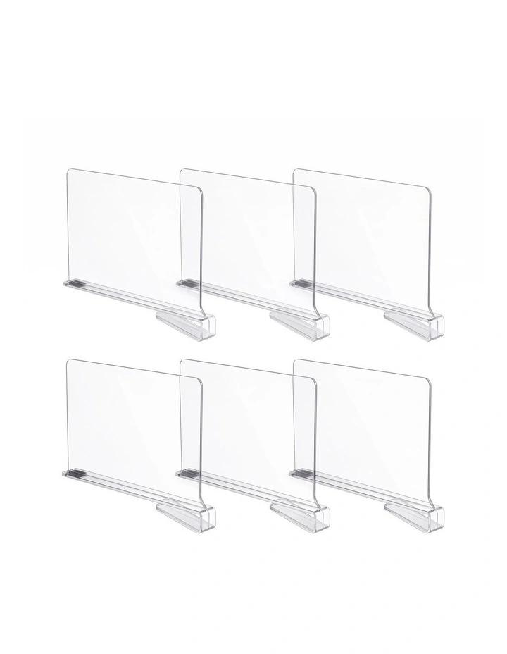 Artiss 6 Pack Closet Organizers and Storage Clear Shelf Dividers image 1