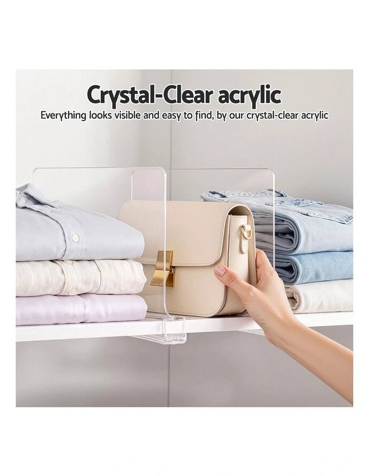 Artiss 6 Pack Closet Organizers and Storage Clear Shelf Dividers image 4