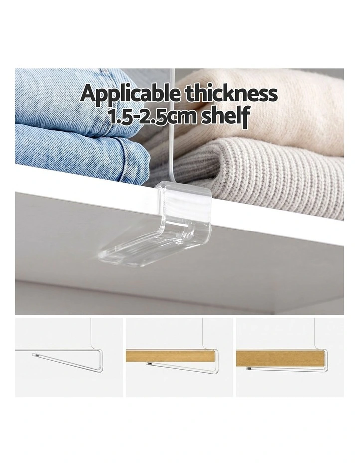 Artiss 6 Pack Closet Organizers and Storage Clear Shelf Dividers image 5